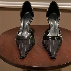 Elegant Black Pinstripe Women's Heels